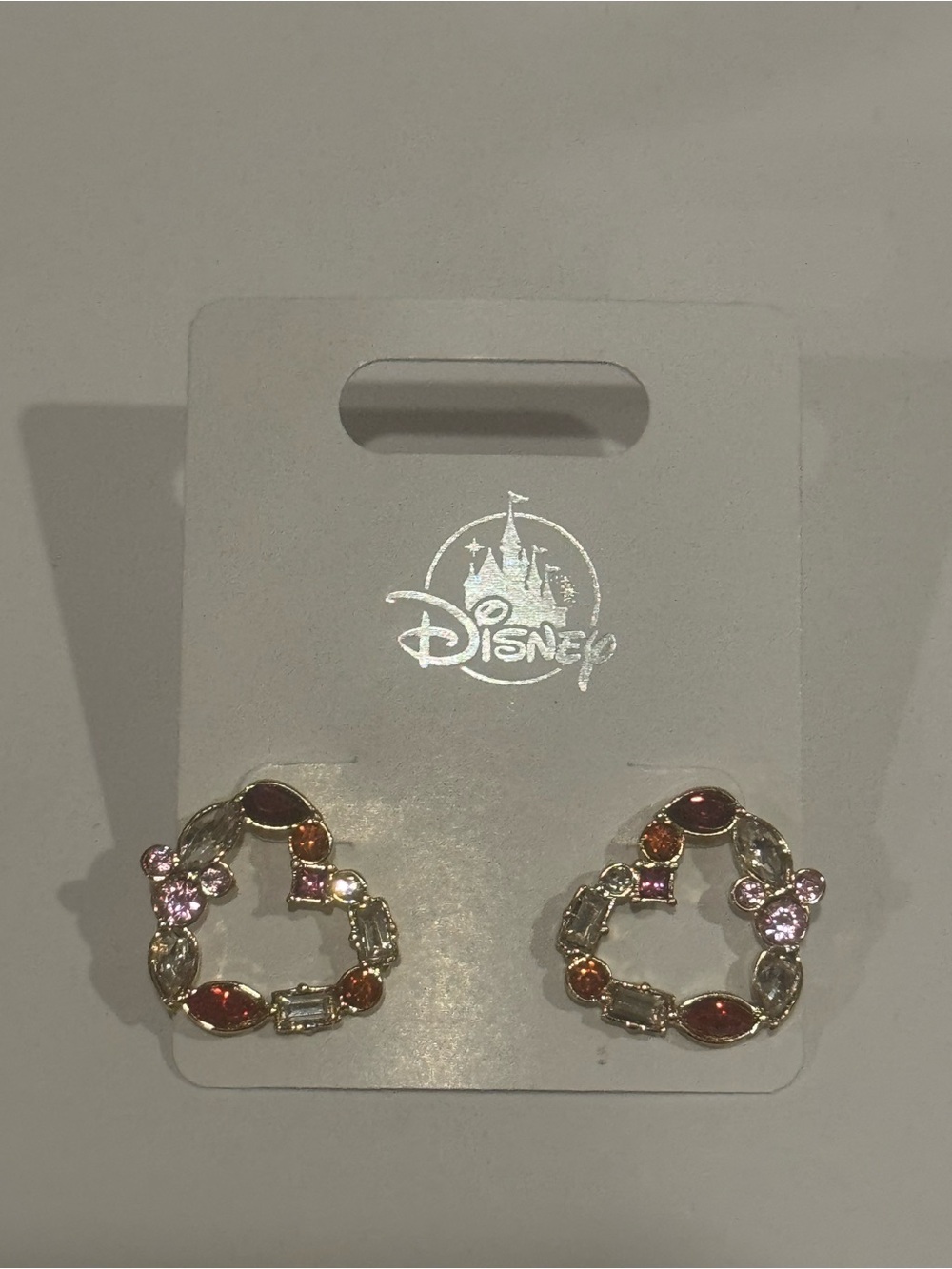 Disney Pink and Gold Multi-Stone Hoop Earrings